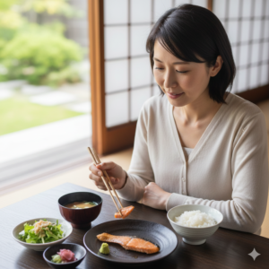 食事している女性