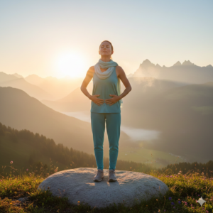 深呼吸している女性